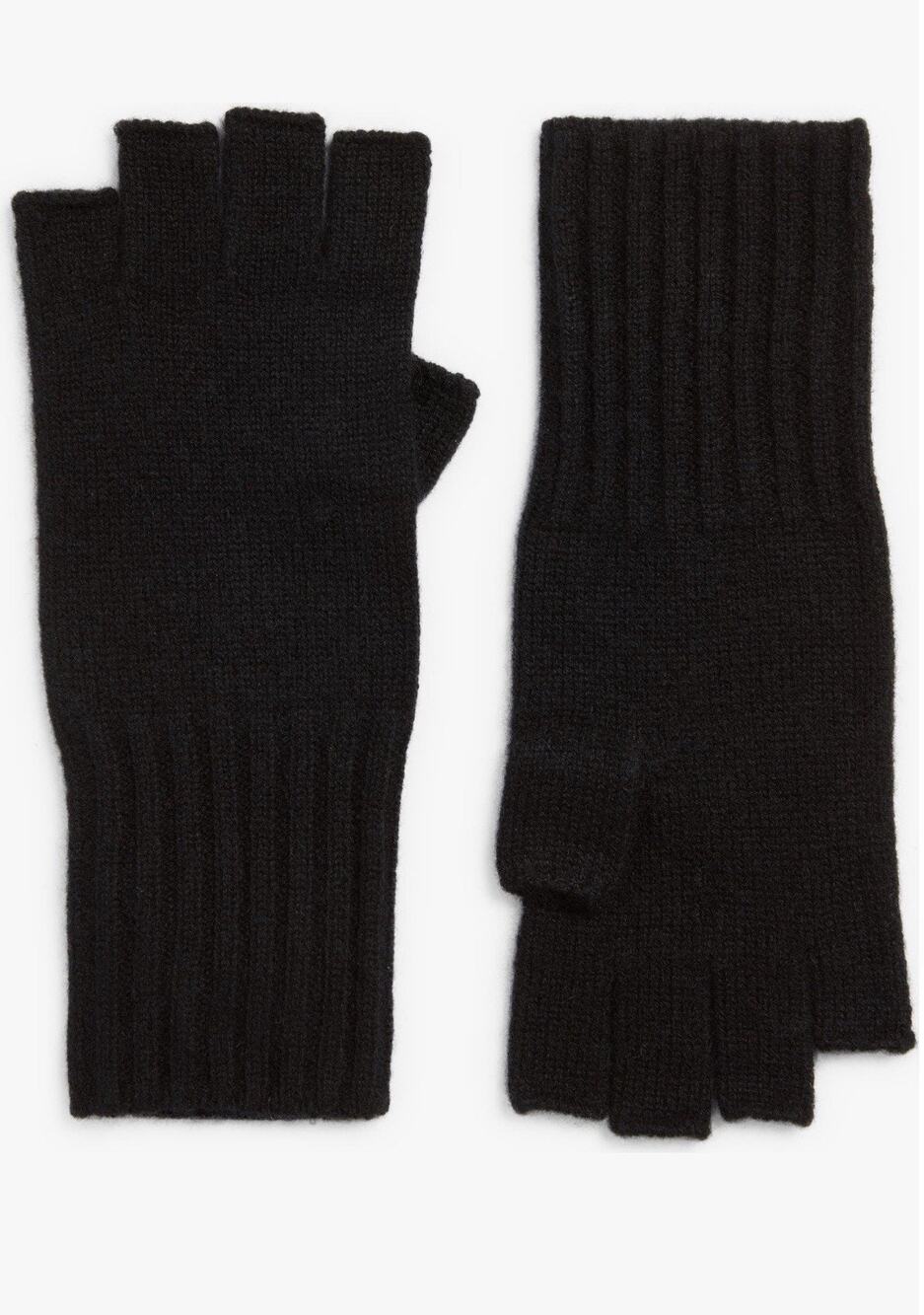 NWT NORDSTROM CASHMERE FINGERLESS GLOVES WINTER BLACK (AQ24)